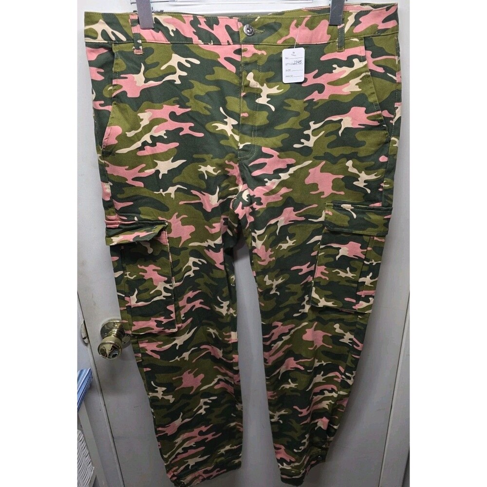 Red Fox Women's High Waist Camouflage PINK Cargo Jogger Pants - Army Casual 3XL